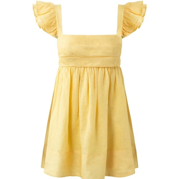 Sofia The Label LUNA BABYDOLL FRILL MINI DRESS - Yellow! - Picture 2 of 6